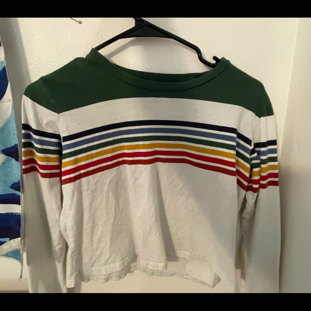 Pac sun white and green rainbow top!